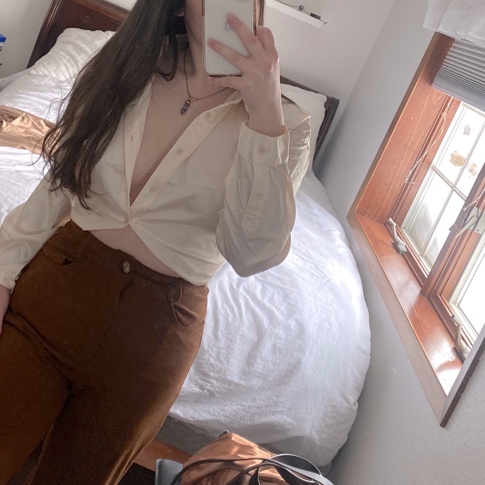 NWT Missguided cream oversized button up blouse